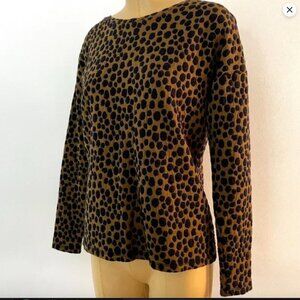 Loft Women’s Brown Black Animal Print Shirt Size Medium Petite